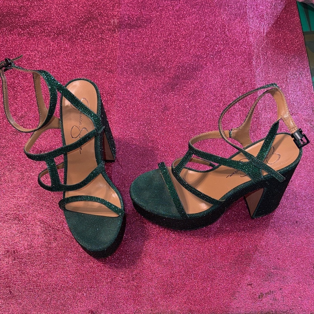 Jessica Simpson Dark Green Strappy Heels